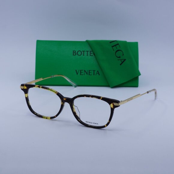 Bottega Veneta BV1074OA 002 Square Eyeglasses – Havana/Gold 53mm - Picture 1 of 10